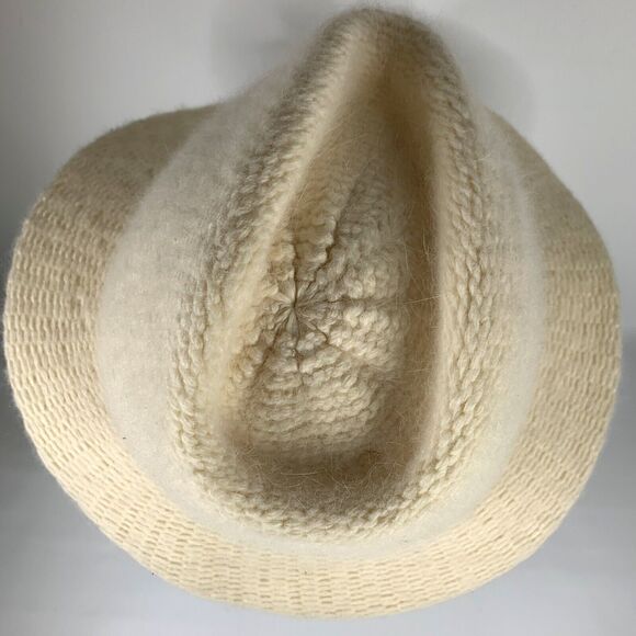 Vintage Womens Italian Angora Blend Hat Knit Wool Gimbels Fedora Preppy - Picture 5 of 8